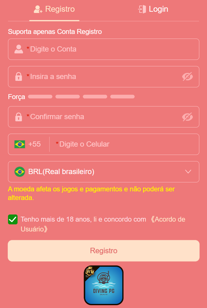 Cadastro rápido e seguro na divingpg.com